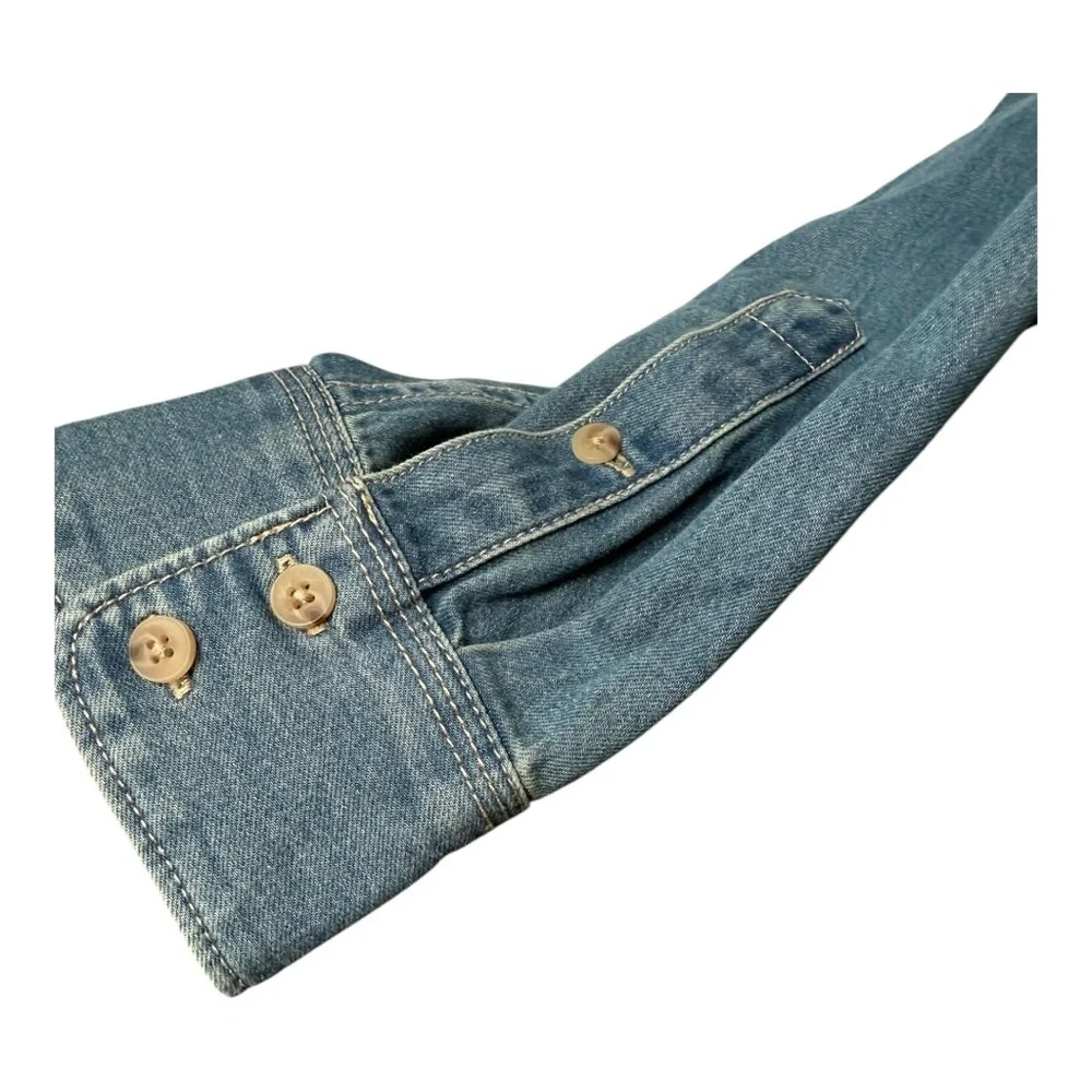 J Crew Chambray Button Down Relaxed Fit Denim Faux Pocket Shirt NEW‎ BY725